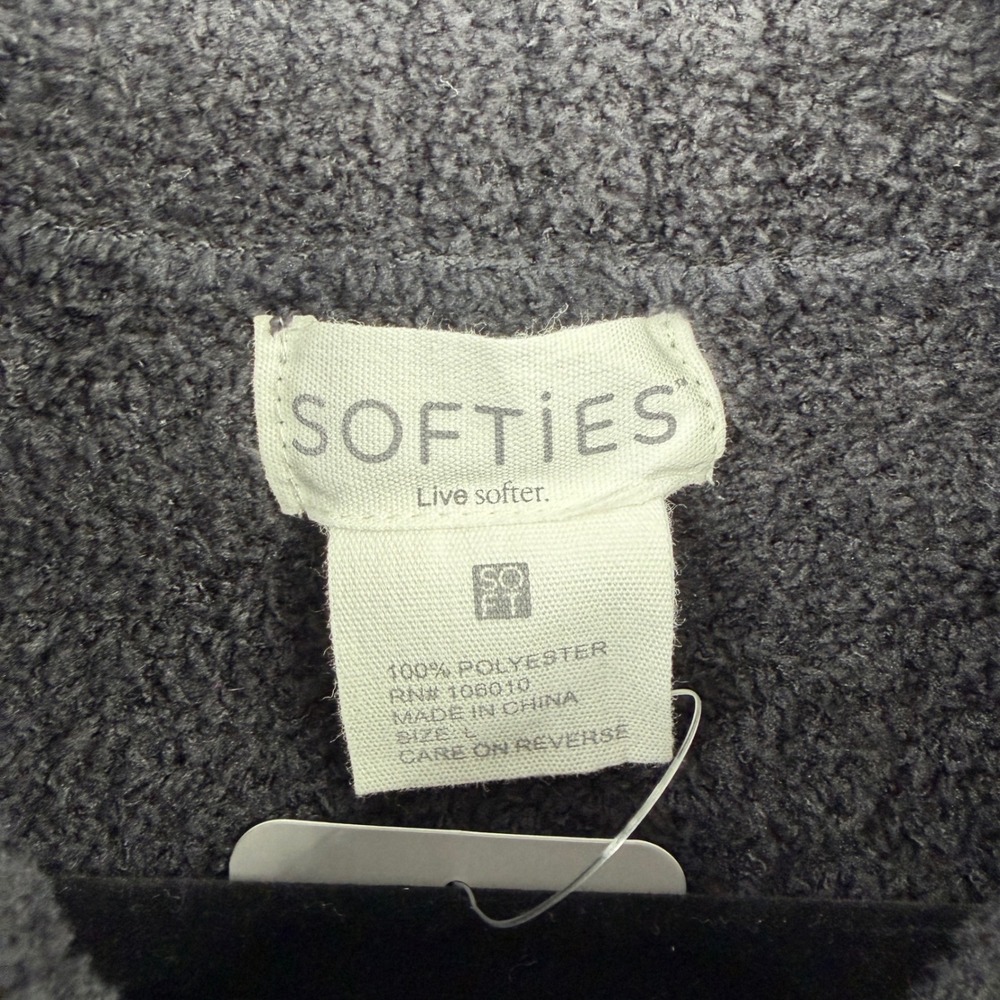 Softies Marshmallow Rib Mock Neck Sweater Black Sz L Plush Cozy Lounge Oversized - Picture 4 of 8